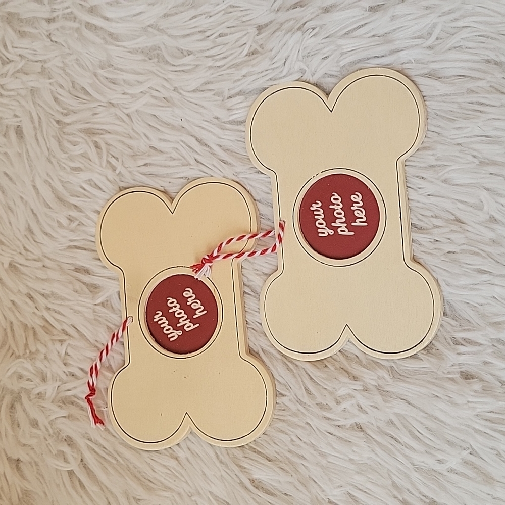 Ready-to-Paint Wood Dog Bone Picture Frame Ornaments (2)